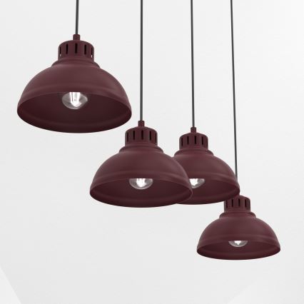 Piekaramā lampa uz vada SVEN 4xE27/15W/230V, burgundijas krāsa
