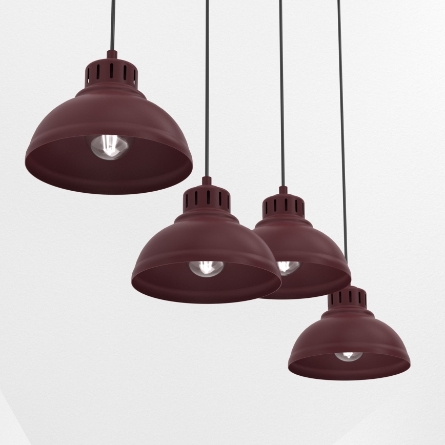 Piekaramā lampa uz vada SVEN 4xE27/15W/230V, burgundijas krāsa