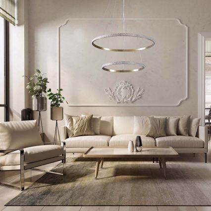 Piekaramā LED lustra uz troses DIANA LED/44W/230V 4000K Ø 59 cm zelta