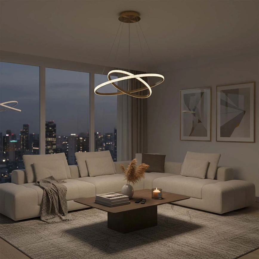Piekaramā LED lustra uz troses DIANA LED/44W/230V 4000K Ø 59 cm zelta