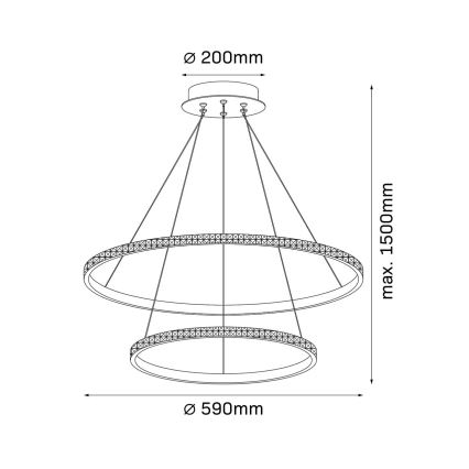 Piekaramā LED lustra uz troses DIANA LED/44W/230V 4000K Ø 59 cm zelta