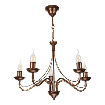 Piekaramā lustra ANTON ar ķēdi 5xE14/15W/230V bronzas krāsas