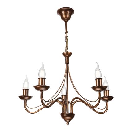 Piekaramā lustra ANTON ar ķēdi 5xE14/15W/230V bronzas krāsas