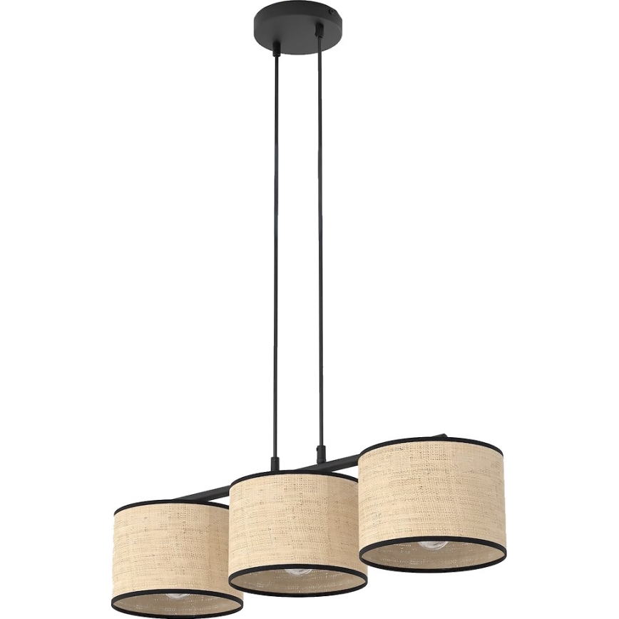 Piekaramā lustra ar trosi ECO 3xE27/15W/230V bēšs/rotangs