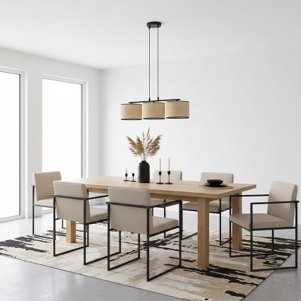 Piekaramā lustra ar trosi ECO 3xE27/15W/230V bēšs/rotangs