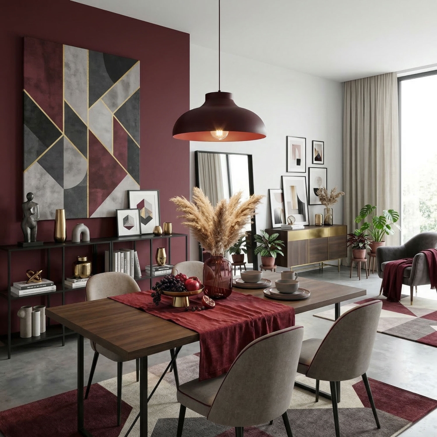 Piekaramā lustra ar vadu BASCA 1xE27/15W/230V burgundijas krāsā