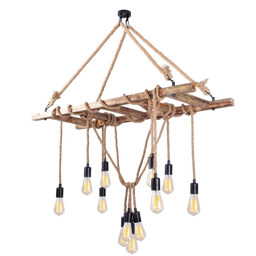 Piekaramā lustra ar vadu EREBOS 12xE27/40W/230V brūna