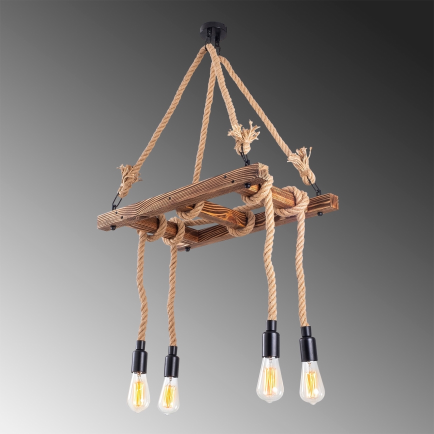 Piekaramā lustra ar vadu EREBOS 4xE27/40W/230V, brūna