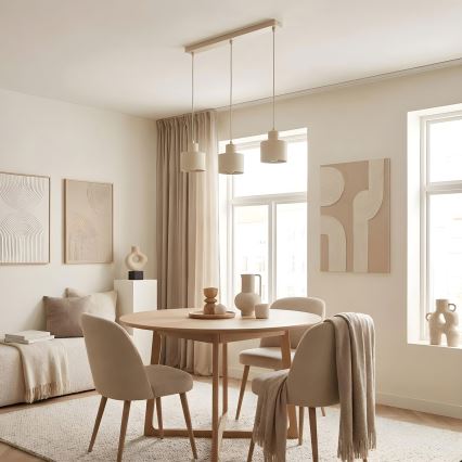 Piekaramā lustra ar vadu PARKLA 3xE27/15W/230V bēša