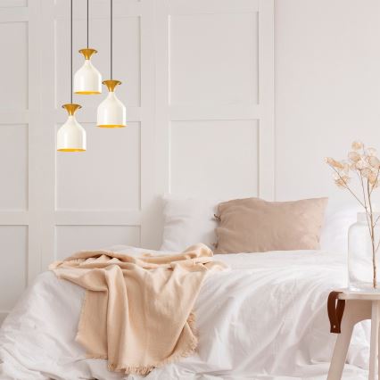 Piekaramā lustra ar vadu SIVANI 3xE27/40W/230V balta/vara krāsā