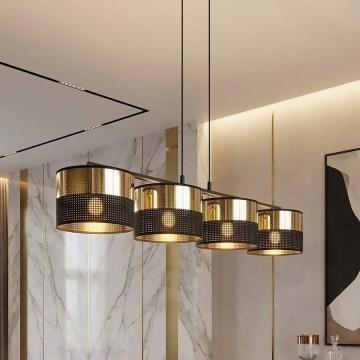 Piekaramā lustra LUX uz vada 4xE27/15W/230V melna/zelta