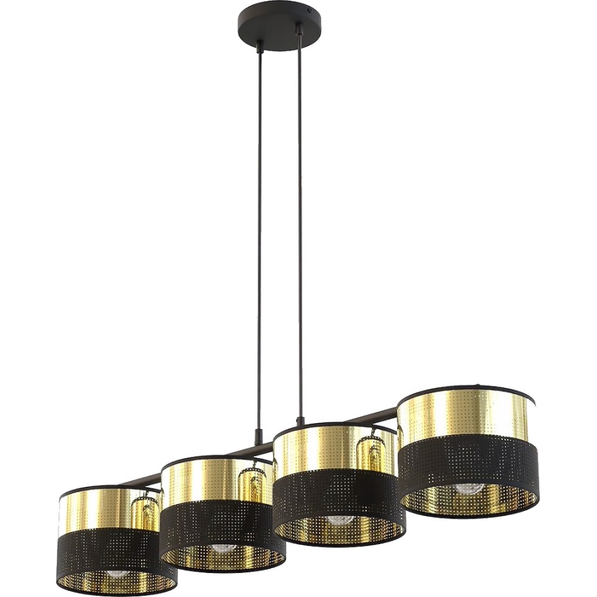 Piekaramā lustra LUX uz vada 4xE27/15W/230V melna/zelta