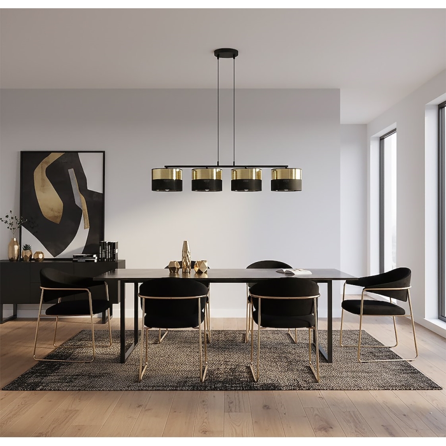 Piekaramā lustra LUX uz vada 4xE27/15W/230V melna/zelta