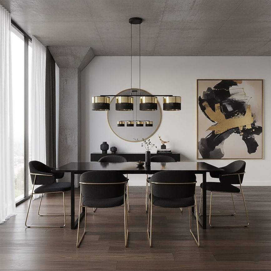 Piekaramā lustra LUX uz vada 4xE27/15W/230V melna/zelta
