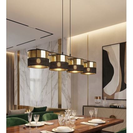 Piekaramā lustra LUX uz vada 4xE27/15W/230V melna/zelta