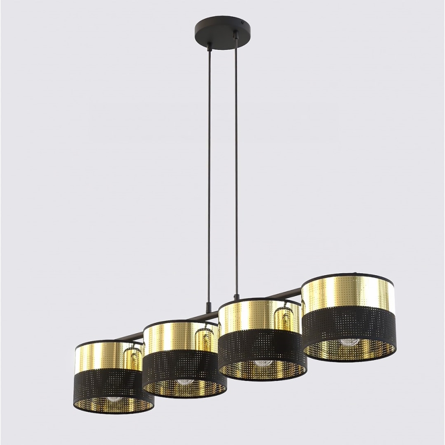 Piekaramā lustra LUX uz vada 4xE27/15W/230V melna/zelta