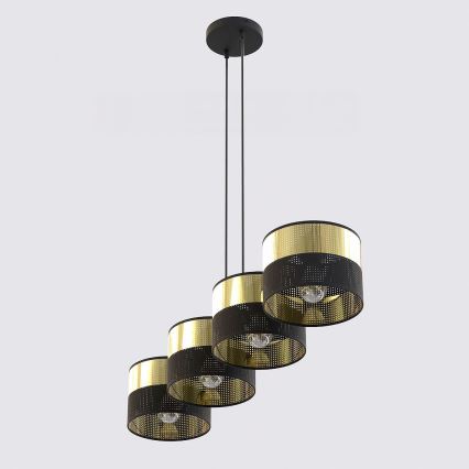 Piekaramā lustra LUX uz vada 4xE27/15W/230V melna/zelta