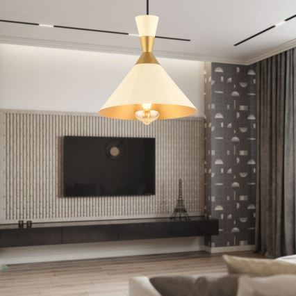 Piekaramā lustra MONZA 1xE27/40W/230V Ø 25 cm krēmīga/zeltaina