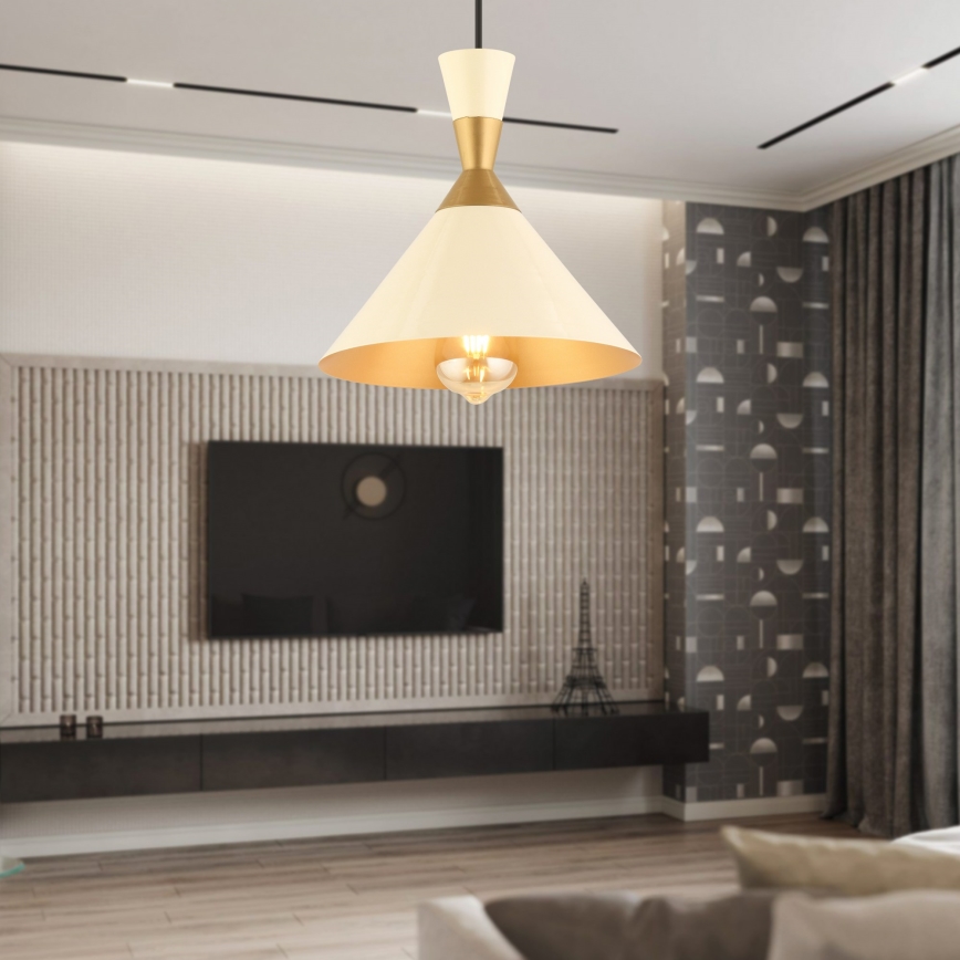 Piekaramā lustra MONZA 1xE27/40W/230V Ø 25 cm krēmīga/zeltaina