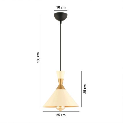 Piekaramā lustra MONZA 1xE27/40W/230V Ø 25 cm krēmīga/zeltaina