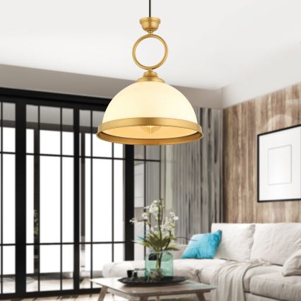 Piekaramā lustra MONZA ar kabeli 1xE27/40W/230V Ø 26 cm krēmkrāsas/bronzas