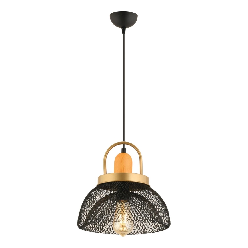 Piekaramā lustra MONZA ar vadu, 1x E27/40W/230V, Ø29 cm, melna/zelta