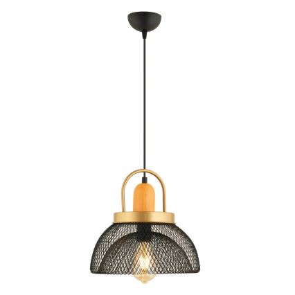 Piekaramā lustra MONZA ar vadu, 1x E27/40W/230V, Ø29 cm, melna/zelta