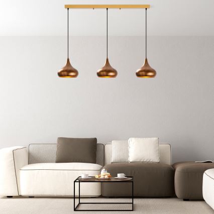 Piekaramā lustra MUBA 3xE27/40W/230V, vara apdare