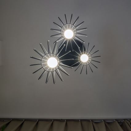 Piekaramā lustra SOLANO uz kabeļa 3x E27/15W/230V melna/spīdīgs hroms