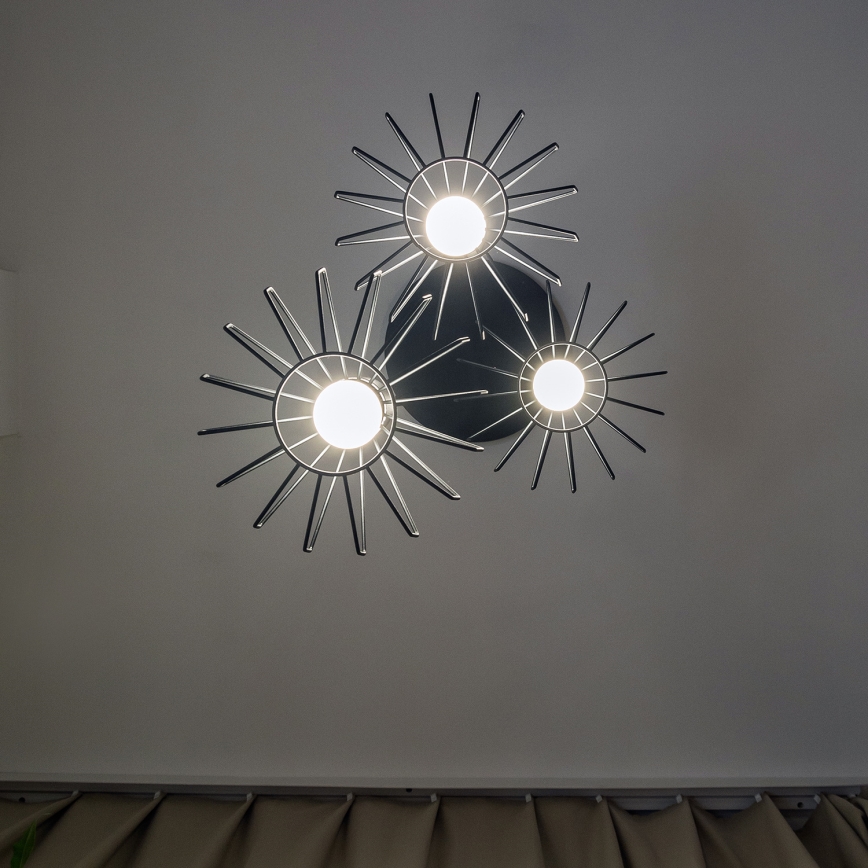 Piekaramā lustra SOLANO uz kabeļa 3x E27/15W/230V melna/spīdīgs hroms