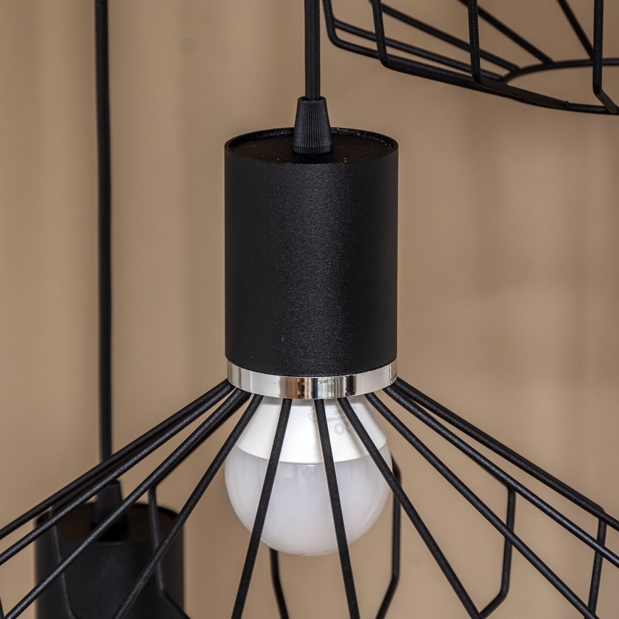 Piekaramā lustra SOLANO uz kabeļa 3x E27/15W/230V melna/spīdīgs hroms