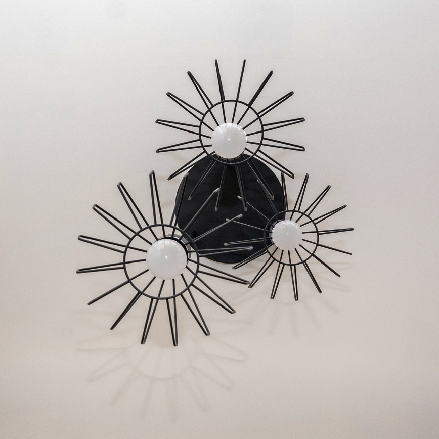 Piekaramā lustra SOLANO uz kabeļa 3x E27/15W/230V melna/spīdīgs hroms