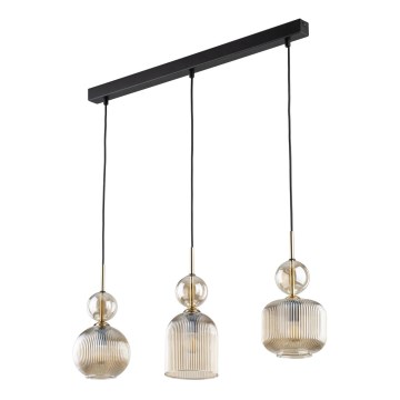 Piekaramā lustra SOPHIA uz vada 3xE14/10W/230V melna/dūmota bēša