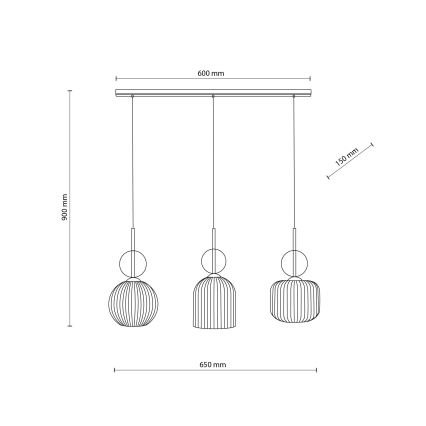 Piekaramā lustra SOPHIA uz vada 3xE14/10W/230V melna/dūmota bēša