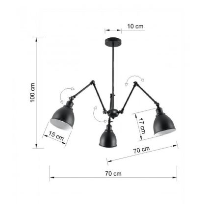 Piekarama lustra STARK SHADE 3xE27/60W/230V