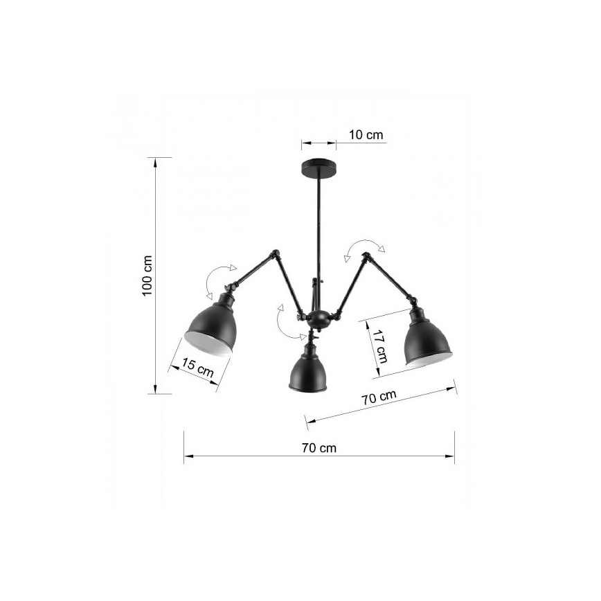 Piekarama lustra STARK SHADE 3xE27/60W/230V