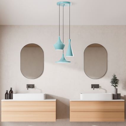 Piekaramā lustra TOM ar trosi 3xE27/40W/230V, zila