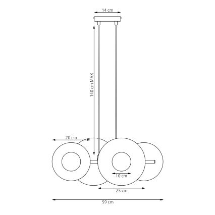 Piekaramā lustra UMBRA uz troses 4xG9/8W/230V melna