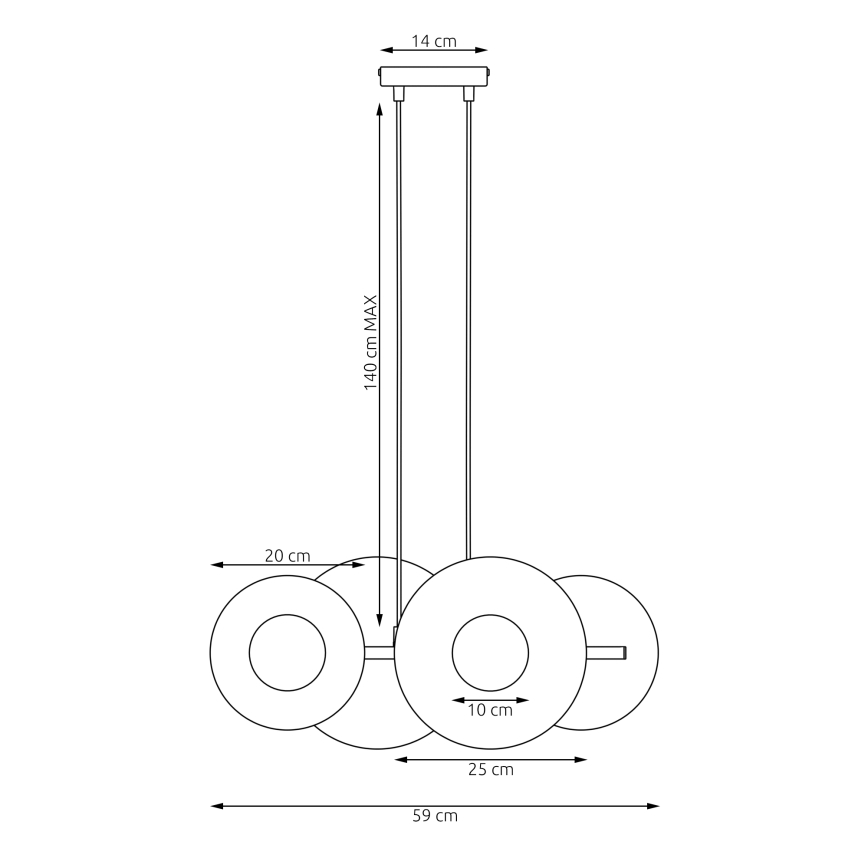 Piekaramā lustra UMBRA uz troses 4xG9/8W/230V melna