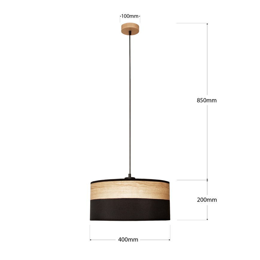 Piekaramā lustra uz kabeļa ALBA 1xE27/15W/230V Ø 40 cm melna/brūna