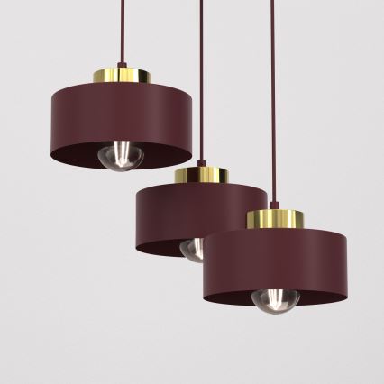 Piekaramā lustra uz kabeļa MARTI 3xE27/15W/230V burgundija/zelta