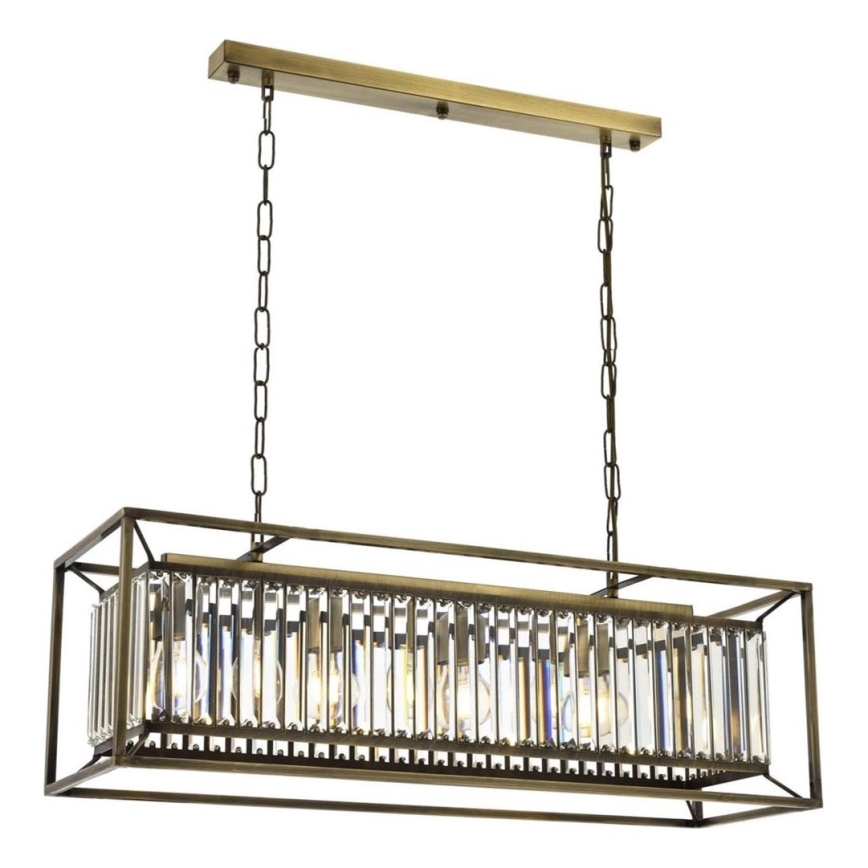 Piekaramā lustra uz ķēdes CRYSTALLINE 4xE27/6W/230V bronzas krāsā