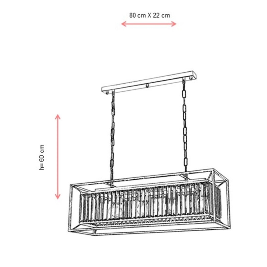 Piekaramā lustra uz ķēdes CRYSTALLINE 4xE27/6W/230V bronzas krāsā