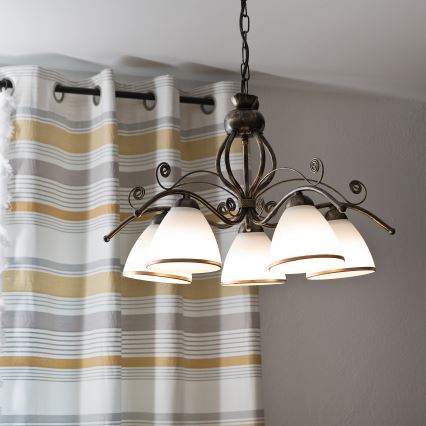 Piekaramā lustra uz ķēdes RETRO II 5xE27/60W/230V melna patina