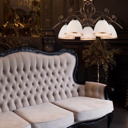 Piekaramā lustra uz ķēdes RETRO II 5xE27/60W/230V melna patina