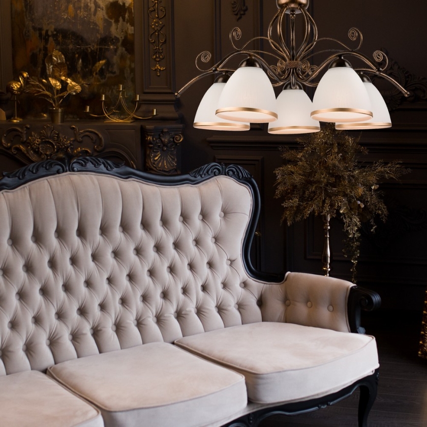 Piekaramā lustra uz ķēdes RETRO II 5xE27/60W/230V melna patina