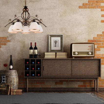 Piekaramā lustra uz ķēdes RETRO II 5xE27/60W/230V melna patina