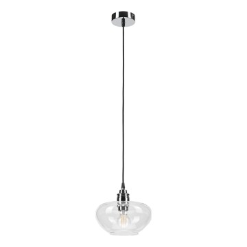 Piekaramā lustra uz troses FLO 1xE27/15W/230V spīdīgs hroms/caurspīdīgs