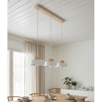 Piekaramā lustra uz troses KIVI 3xE27/15W/230V balta
