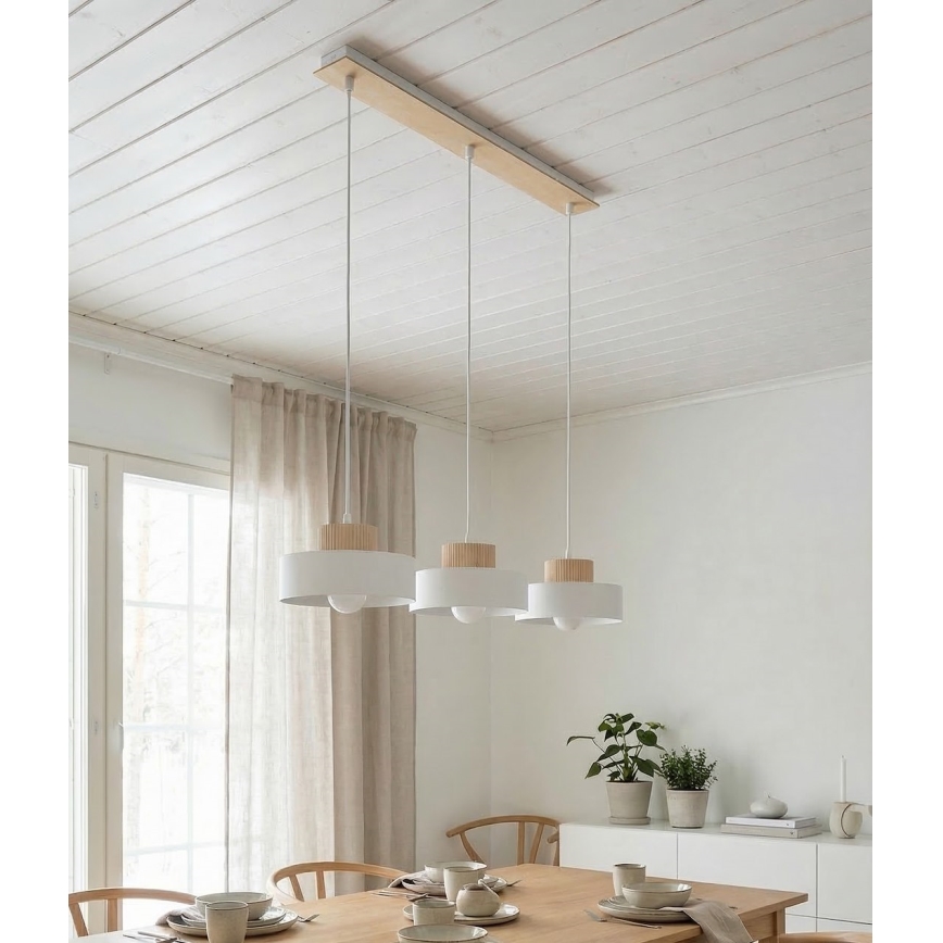 Piekaramā lustra uz troses KIVI 3xE27/15W/230V balta